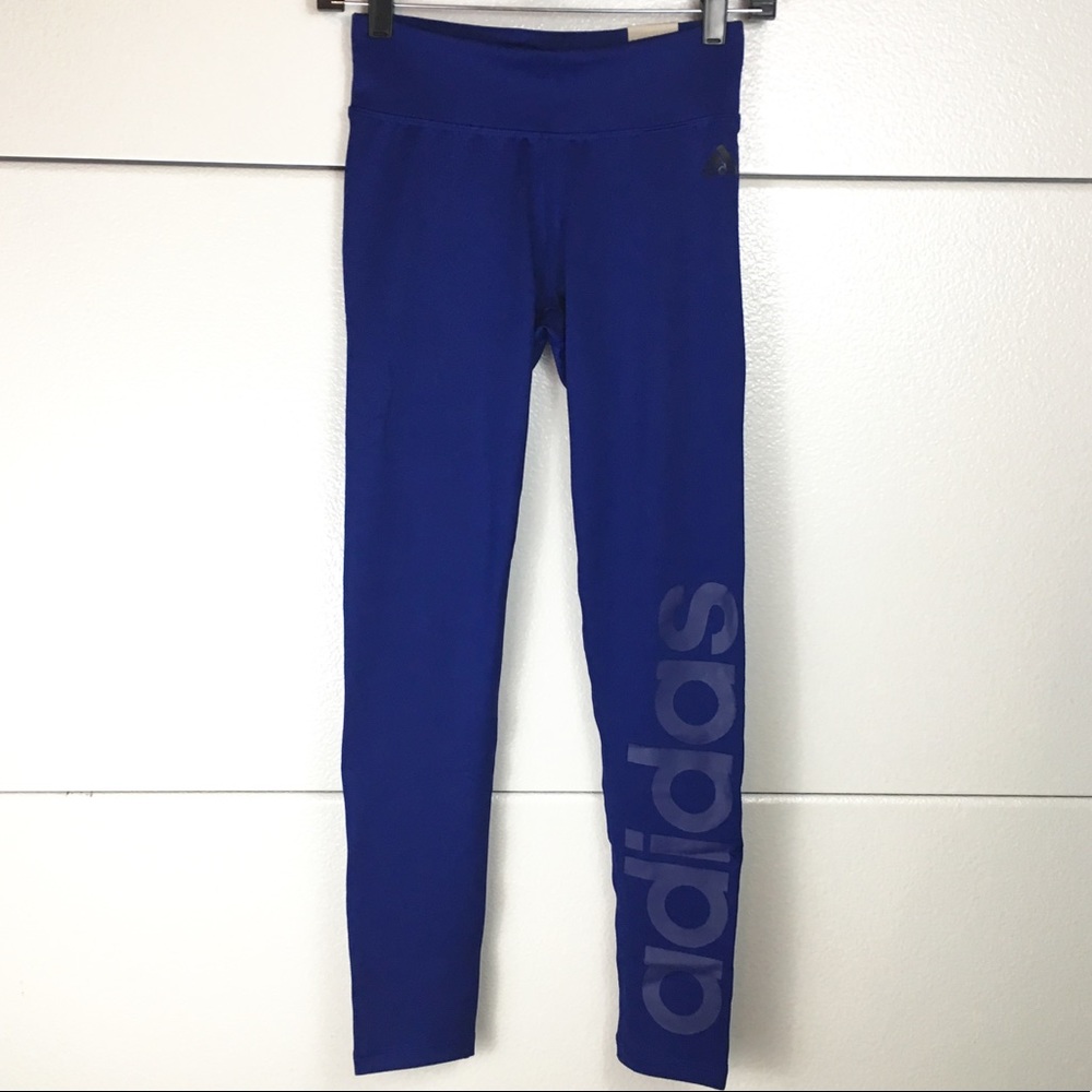 NWT Adidas Full-Length Midrise Blue Leggings S